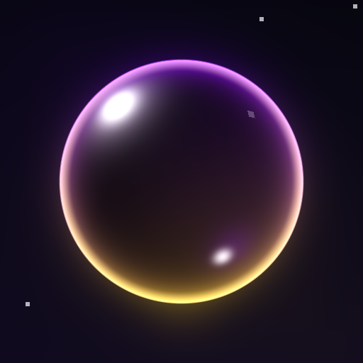 The FusionCraft app icon: a glass sphere lit by a violet-to-gold rim, floating in deep space.